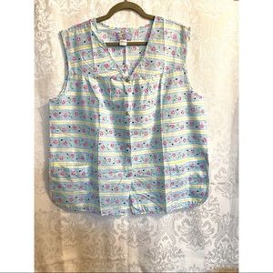 Vintage Light Blue Floral Smock Apron
